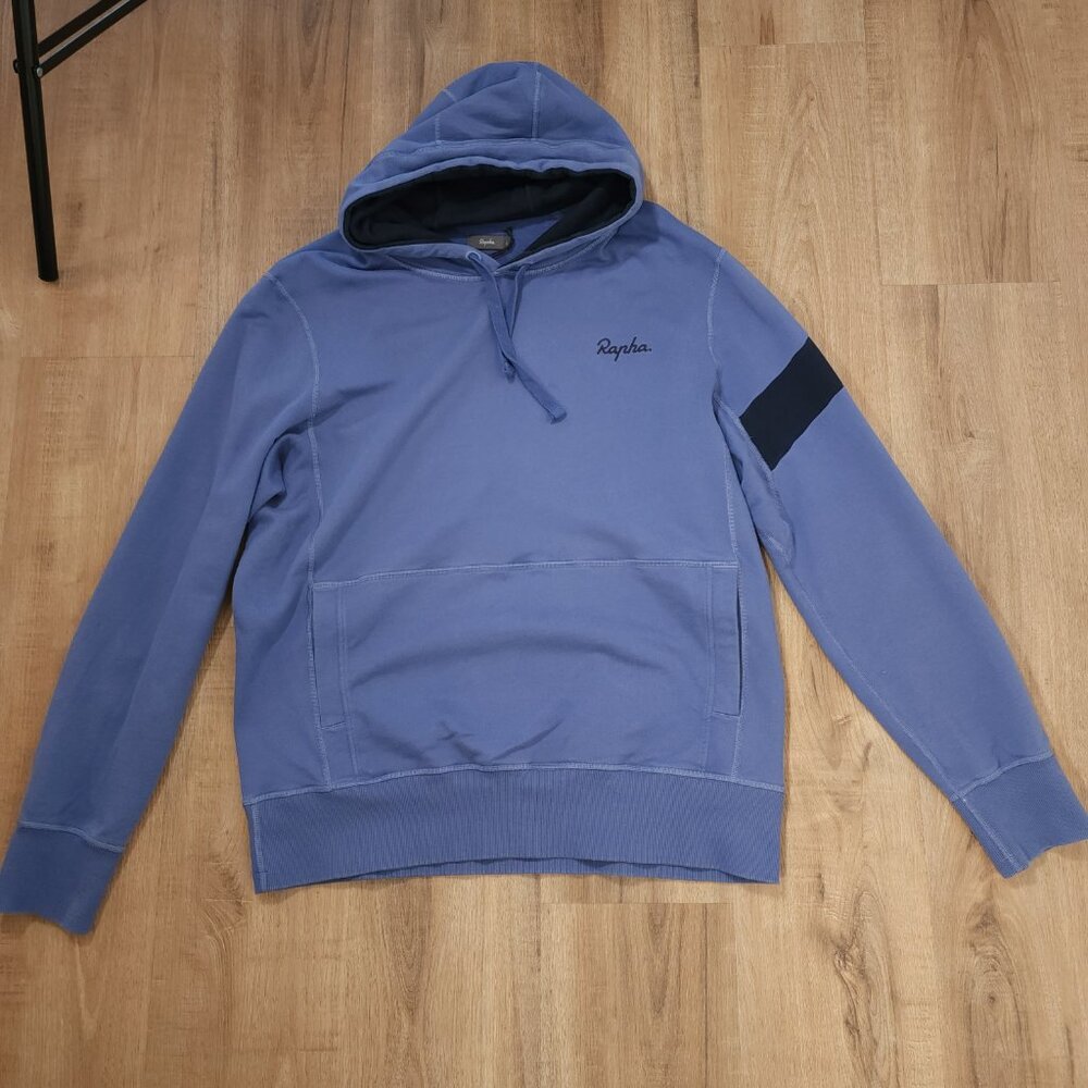 Rapha Men's  Trail Hoodie Blue Pullover Sweatshirt  97% Cotton Size L - Picture 4 of 10
